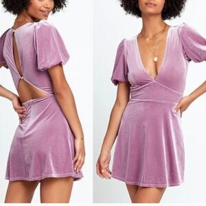 L*Space Mauve Velvet Backless mini Lilac Dress Anthropology